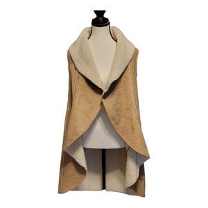 Anthropologie Dolan Vest Size Small 3/4 Length Faux Suede Sherpa Lined